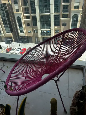 Pink Outdoor Woven Acapulco-Style Chair — Good Condition