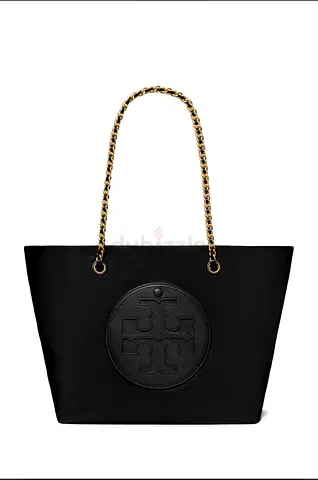 Black Tory Burch Nylon Tote with Chain Strap (Good Condition)