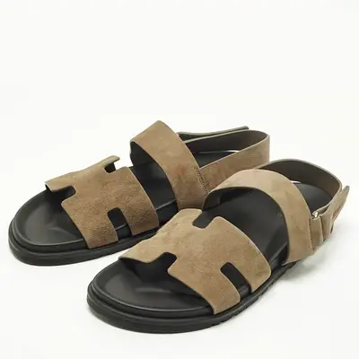 Hermes Genius Size 43 Brown Suede Flat Sandals