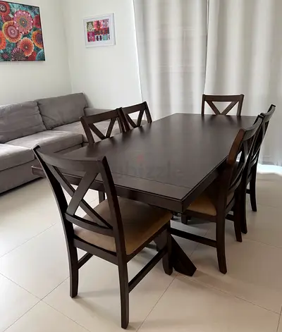 Homecentre 6 Seater Wooden Dining Table with 6 Chairs | Excellent Condition