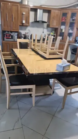 6-Seater Wooden Dining Table with Chairs - Good Condition