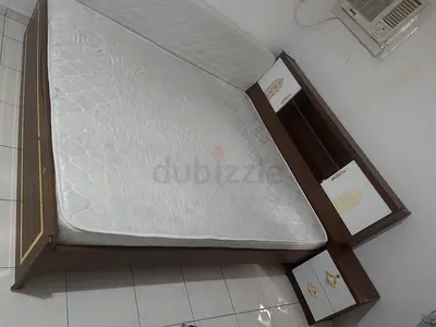 King Size Bed Frame( 73 x 62)with storage, Medical Mattress ( 63× 6) and Two Side Tables.