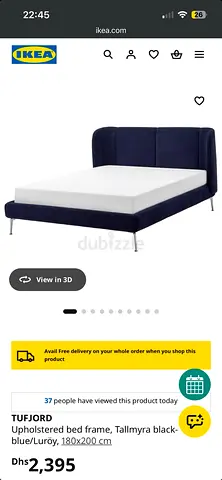 IKEA King Size Upholstered Bed Frame with mattress– Excellent Condition