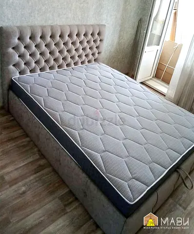 Queen tufted upholstered bed frame  - light grey