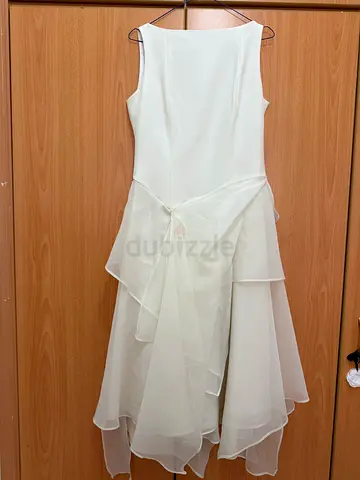 White elegant womens dress with off-shoulder cape back with Shawl