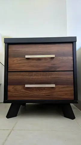 Two Compact 2-Drawer Nightstand / Bedside Tables in Dark Wood
