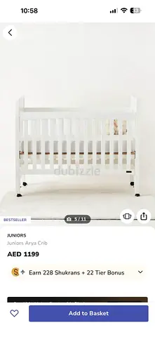 Wooden Baby Crib Bed - Juniors Arya Style