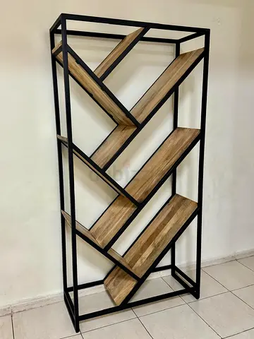 Solid Wood and Metal SLANT BOOKSHELF