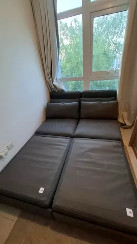 Modular Grey Sofa Bed with Cushions