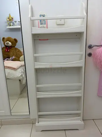 White Wooden Bookshelf with Curved Detail