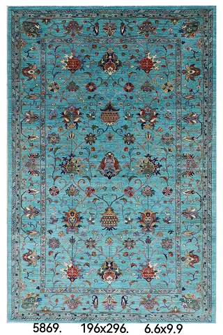 New handmade 196 x 296 cm | Sultani Floral Area Rug Afghan Hand Knotted Veg Dye Wool carpet