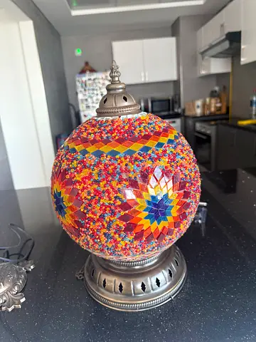Handmade Mosaic Turkish Table Lamp - Colorful Glass Globe