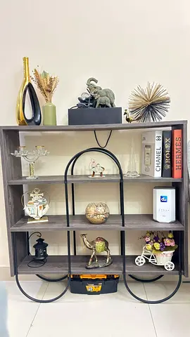 Wooden Decorative Display Shelf Unit with Metal Frame