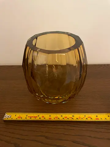 Amber glass decorative vase — small tabletop size - height 15 cm