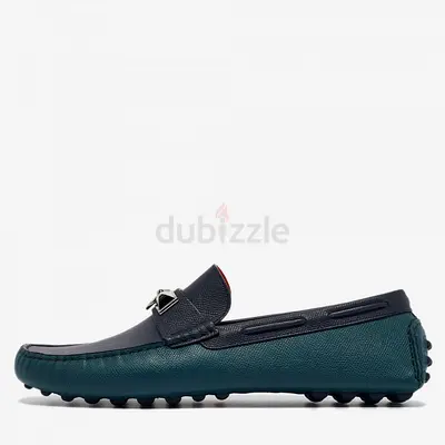 Hermès Green/Navy Blue Leather Irving Loafers Size 43.5