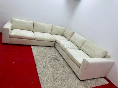 Expensive quality pottery barn beige color corner sofa for sale
