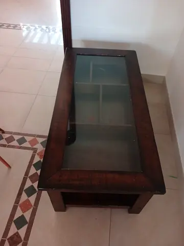 Wooden Glass-Front Display Cabinet / Side Cabinet - Solid Dark Finish