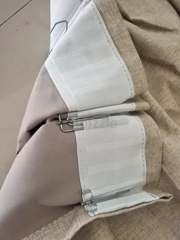 Premium Beige Fabric Curtains with Hooks - Light-Filtering, Pair