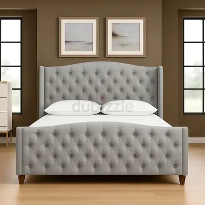 Luxury Cotton Fabric King Size Bed – Modern Design With Mattress