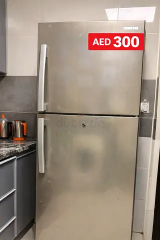 Nikai Double Door Refrigerator - Silver, Good Condition, AED 300