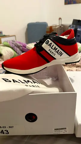 Balmain Paris Red Slip-On Sneakers - Size 43, Excellent Condition