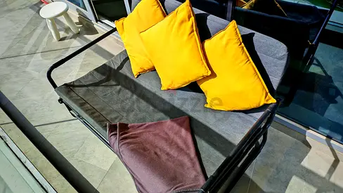 IKEA HAMMARN 2-Seat Sofa Bed — with Cushions  Blanket