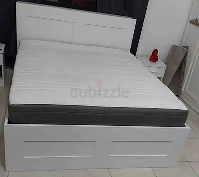 IKEA brimnessqueen size 160×200cm bed frame with headboard+ 4 big storage drawers with IKEA mattress