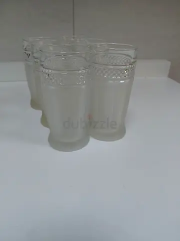 Set of 6 Clear Patterned Glasses