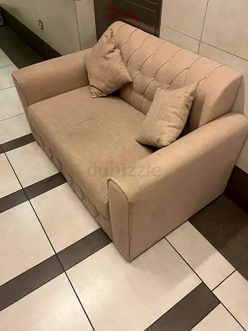 Beige 2-seater Sofa Couch in Good Condition