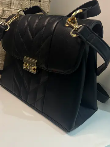 Black Quilted Shoulder Bag with Gold Hardware - Good Condition