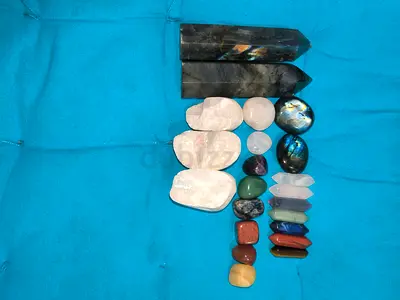 Mixed Crystal and Polished Stone Collection — Labradorite,Quartz. Amythest And more in description