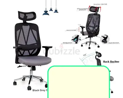 Ergonomic Mesh Office Chair with Headrest - Adjustable Lumbar Support