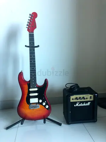 Electric guitar with Marshall amplifier