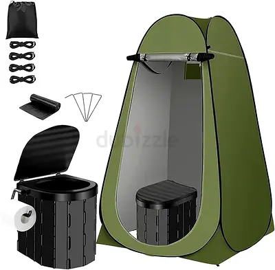 Portable Outdoor Toilet  Pop-Up Changing Shower Tent Set - Green