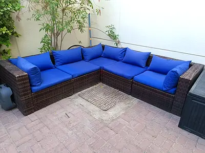 Free Outdoor rattan modular L-shaped sofa set — used, good condition