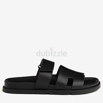 Hermes Chypre Sandal Size 43 Noir Calfskin