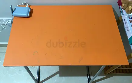 Simple orange kids study table - used, small scratches