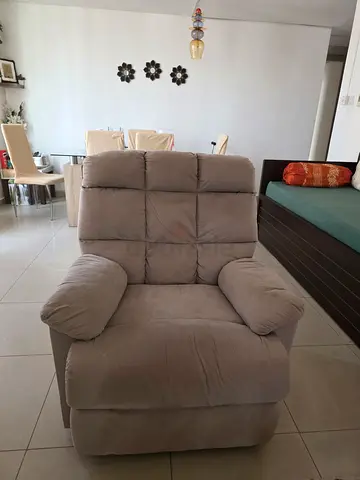 Comfortable single-seater reclining armchair in grey fabric