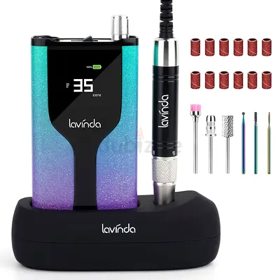 Lavinda Professional Nail Drill Machine, Cordless Rechargeable 35,000RPM Brushless Nail Drill