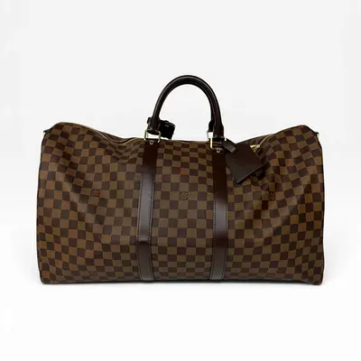 AUTHENTIC LOUIS VUITTON KEEPALL 55 IN DAMIER EBENE GOLD HARDWARE