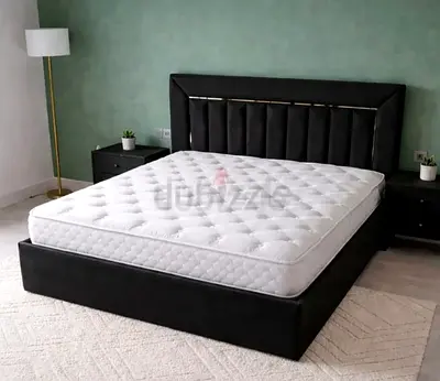 Brend New fabric wooden King size 180x200 Bed with Madical Matress Available