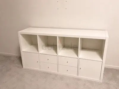 Ikea White 4-Cubby Storage Unit with Drawers and Cabinets