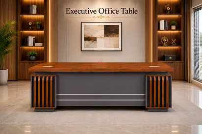 Modern Executive Office Table – Smart Storage  Separate L-Shaped Cabinet for UAE Offices