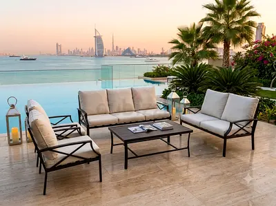 Outdoor 7-piece Patio Seating Set with Coffee Table - Good Condition
