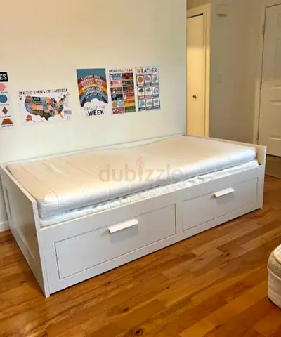 Ikea brimnes daybed frame with underneath storage 2 drawer with mattress,