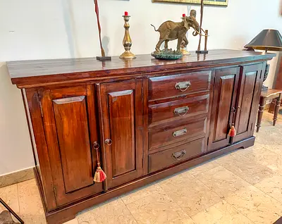 Solid Wood Sideboard / Buffet Cabinet - Classic Dark Finish