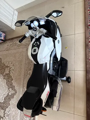 Kids Electric Ride-On Motorcycle - White, Good Condition