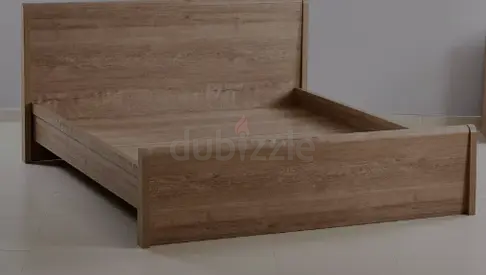 Solid wood-look double bed frame with headboard and footboard with Mattress