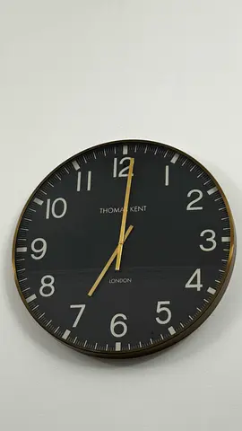 Thomas Kent Wall Clock - Black Face, Brass Hands