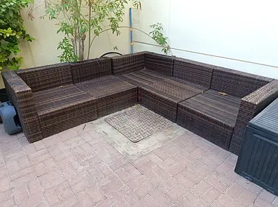 Free Outdoor rattan modular L-shaped sofa set — used, good condition